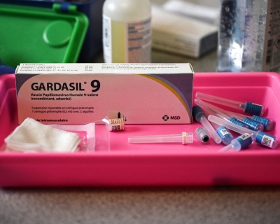 A packaged vaccine used as part of a nationwide campaign against the papillomavirus (HPV infection), at the Jean Moulin Middle School in Le Bouscat, southwestern France. 