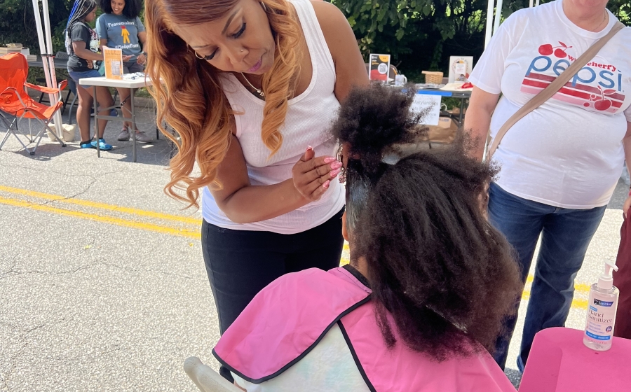 Donna Bruce doing a Childs hair Donna Bruce doing a Childs hair